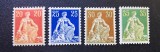 Elveția (Helvetia) 1907&ndash;1914 - Set Complet de 4 Mărci Poștale Uzuale "Helvetia Șez&acirc;nd" (Sitzende Helvetia - 20, 25, 30, 35 Rappen) - Cod: -OD1