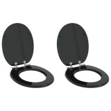 Cumpara ieftin Capacul de toaleta 2 pcs Negru 44 x 38 cm Lemn prelucrat