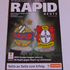 Program meci fotbal RAPID VIENA-BAYER 04 LEVERKUSEN(Europa League 25.10.2012)