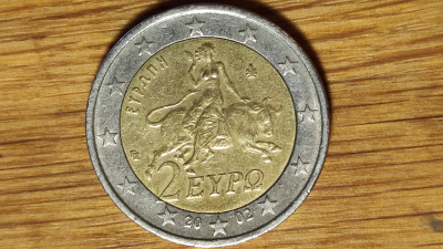 Grecia -moneda de colectie superba bimetal- 2 euro 2002 - Prima harta a Europei foto