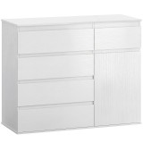 HOMCOM Bufet living, mobilier de depozitare cu 5 sertare, poliță reglabilă și ușă cu &icirc;nchidere silențioasă, 100 x 40 x 80 cm, alb | Aosom Romania