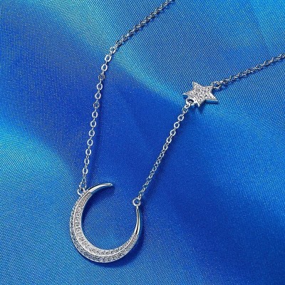 Eleganță Cosmică: Colier - Lantisor- Argint 925 cu Lună &amp;Icirc;ncrustată și Stea foto