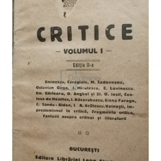 Eugen Lovinescu - Critice, vol. I, editia a II-a (editia 1920)