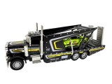 Macheta metal si plastic Camion transportor auto cu mașinuță sport 1:43 rampă lumini și sunete