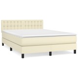 Cumpara ieftin Pat box spring cu saltea, crem, 140x200 cm, piele ecologica