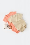 Set 2 body-uri bebe unisex -100% bumbac organic - Roz Crem, BabyCosy (Marime: 18-24 Luni)
