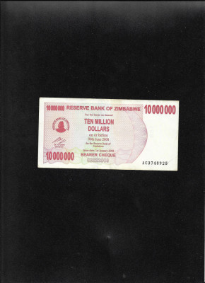 Zimbabwe 10000000 dollari dollars 2008 seria3748925 foto