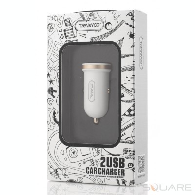 Incarcatoare Auto Tranyoo, C2, 2.4A Car Charger, 2 x USB, White foto