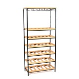 Cumpara ieftin Suport pardoseala sticle vin fier negru lemn 64,5 x 33 x 140,5 cm