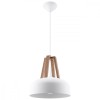 Lampă Suspendată Casco Lemn Alb/Natural Oțel/Lemn 1 Bec Dom Modern De Interior