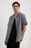 Tommy Jeans cămașă din amestec de in culoarea gri, regular DM0DM18963