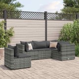 Cumpara ieftin Set mobilier de grădină cu perne, 5 piese, gri, poliratan