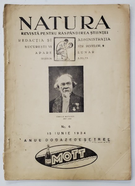 NATURA , REVISTA PENTRU RASPANDIREA STIINTELOR , NR. 6 , 1934