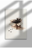 CAT-BLK-6|Poster de artă cu pisică amuzantă, pictură digitală, decor de perete cu pisică neagră drăguță, ilustrație minimalistă cu pisică | A4 (21 x 2