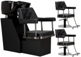 Set spălătorie coafor + 2x scaun coafor hidraulic rotativ suport picioare salon coafură chiuvetă mobilă vas ceramic robinet baterie duș