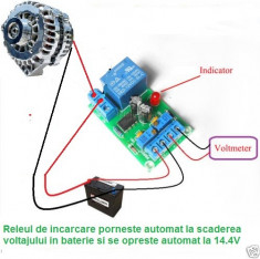 RELEU de incarcare REGULATOR incarca de la 10.5V si o opreste la 14.4V 10A foto