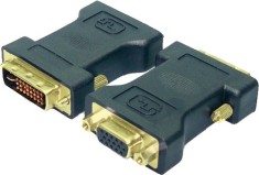 ADAPTOR video LOGILINK, DVI-I DL (T) la VGA (M), conectori auriti, negru, &quot;AD0001&quot; (timbru verde 0.18 lei)