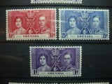 GRENADA 1937 SERIE INCORONAREA GEORGE VI MH, Nestampilat