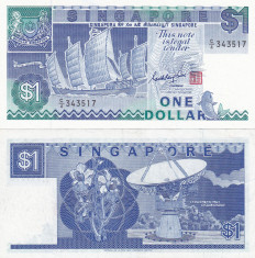 Singapore 1 Dolar 1987 UNC foto