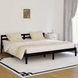 Cadru de pat, negru, 200x200 cm, lemn masiv de pin, vidaXL