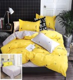 Cumpara ieftin Lenjerie Pat Theon Sf158, Bumbac, 4 Piese, Fara Elastic, Galben