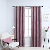 vidaXL Perdele opace cu inele 2 buc. roz antichizat 140x175 cm catifea