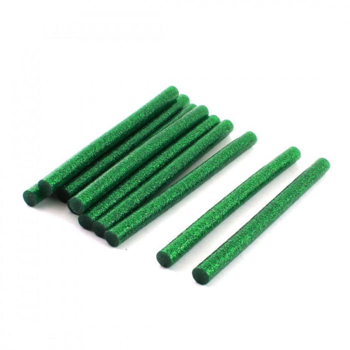 Pachet Set 10 batoane silicon verde cu sclipici 11mm 20cm