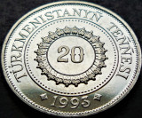 Moneda exotica 20 TENNESI - TURKMENISTAN, anul 1993 * cod 720 = UNC