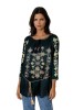 Bluza tip ie dama R24, verde/crem , marimea 3XL, Casual, Bumbac