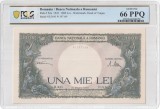 1000 lei Martie 1945 PCGS66 unc bancnota gradata