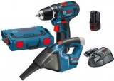 Set Bosch GSR 10.8-2-LI Masina de gaurit si insurubat + GAS 10.8 V-LI Aspirator + 2 x Acumulatori 2.0Ah + L-Boxx