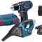 Set Bosch GSR 10.8-2-LI Masina de gaurit si insurubat + GAS 10.8 V-LI Aspirator + 2 x Acumulatori 2.0Ah + L-Boxx