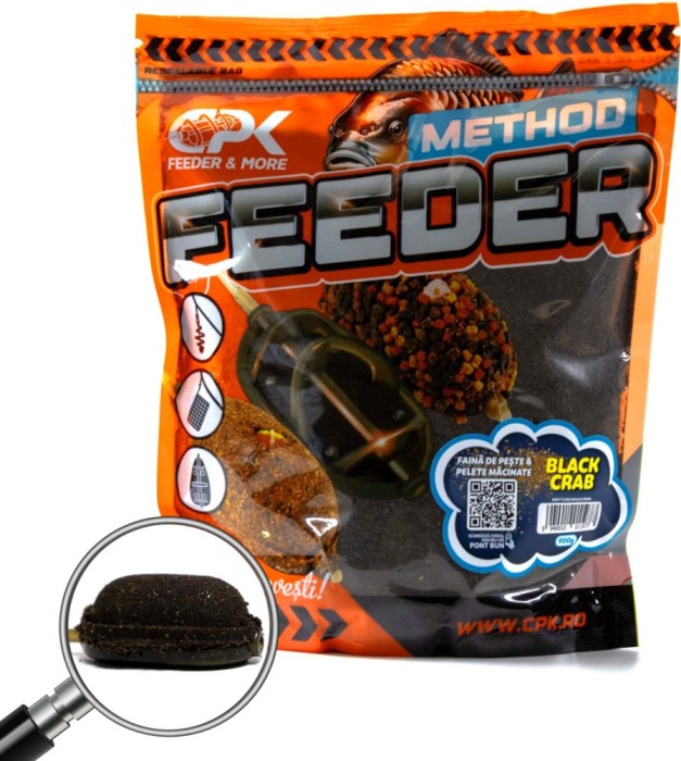 Groundbait CPK Method Feeder Faina De Peste Si Pelete Macinate, Black Crab, 900g