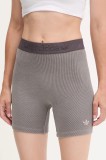 Adidas Originals pantaloni scurți Rib Shorts Wash culoarea gri, uni, high waist, JW3592
