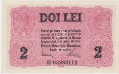 ROMANIA 2 LEI BGR 1917 aXF