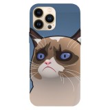 Husa compatibila cu Apple iPhone 15 Pro Max model Grumpy cat drawing, Silicon, TPU, Viceversa, Transparent, Carcasa
