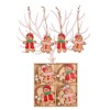 Set 12 decoratiuni de craciun din lemn, flippy, cu snur pentru agatare in brad, model prajituri, dimensiuni diferite, 2 modele, multicolor