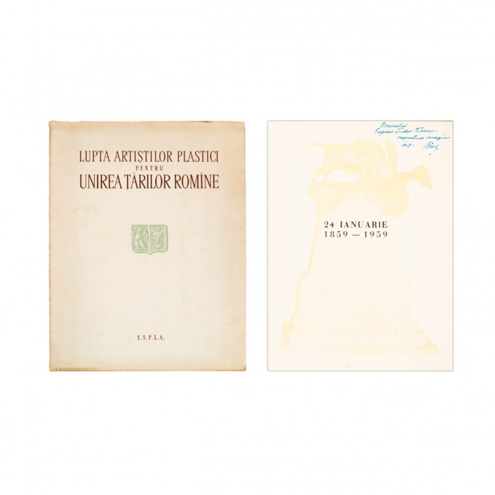 A. Corbu, Lupta artiștilor plastici pentru unirea Țărilor Rom&acirc;ne, 1959, cu dedicație pentru T. Vianu