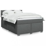 VidaXL Pat box spring cu saltea, gri &icirc;nchis, 140x190 cm, textil 3288184