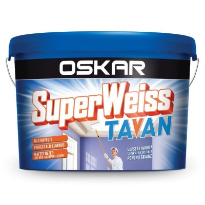 Vopsea lavabila super alba pentru tavan, Oskar SuperWeiss Tavan 2.5 L foto