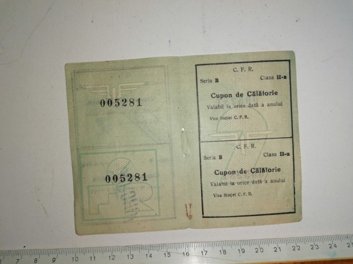 CUPON VECHI DE CALATORIE CFR