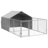 Cumpara ieftin Canisa de exterior cu alergare 4x2x1,5 m otel galvanizat