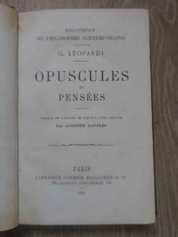 OPUSCULES ET PENSEES. OEUVRES INEDITES-G. LEOPARDI-228776