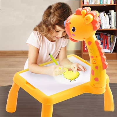 Masa Muzicala de Desen pentru copii cu Proiector, model Girafa, culoare Roz, 24 foto