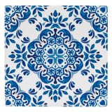 Suport pahare ceramic, Model Tiles, 10x10 cm, Alb și Albastru, CMCLASS