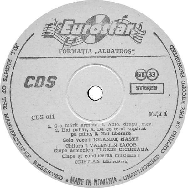 Disc Vinil RAR! FORMAȚIA ALBATROS &ndash; Formația Albatros Vol. 1