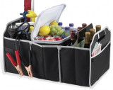 Organizator auto pliabil multifunctional cu 3 compartimente, culoare Negru/Gri