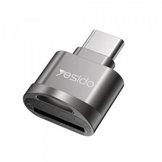 Cititor Card USB-C Yesido GS19, USB-A (OTG) - microSD, Gri