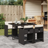 Cumpara ieftin Gossi set mobilier de gradina cu perne, 5 piese, negru, poliratan