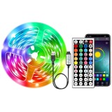 Bandă LED RGB 15m APP44 cu control prin aplicație si telecomanda &ndash; iluminat decorativ pentru cameră, dormitor și living